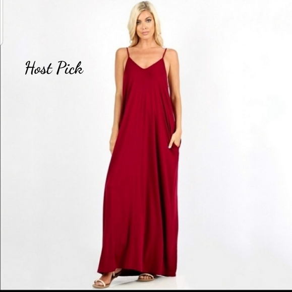 Dresses & Skirts - Last 1 Plus Size Cabernet Red Maxi Pocket Dress
